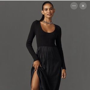 Anthropologie Thea twofer black scoop neck dress size MEDIUM